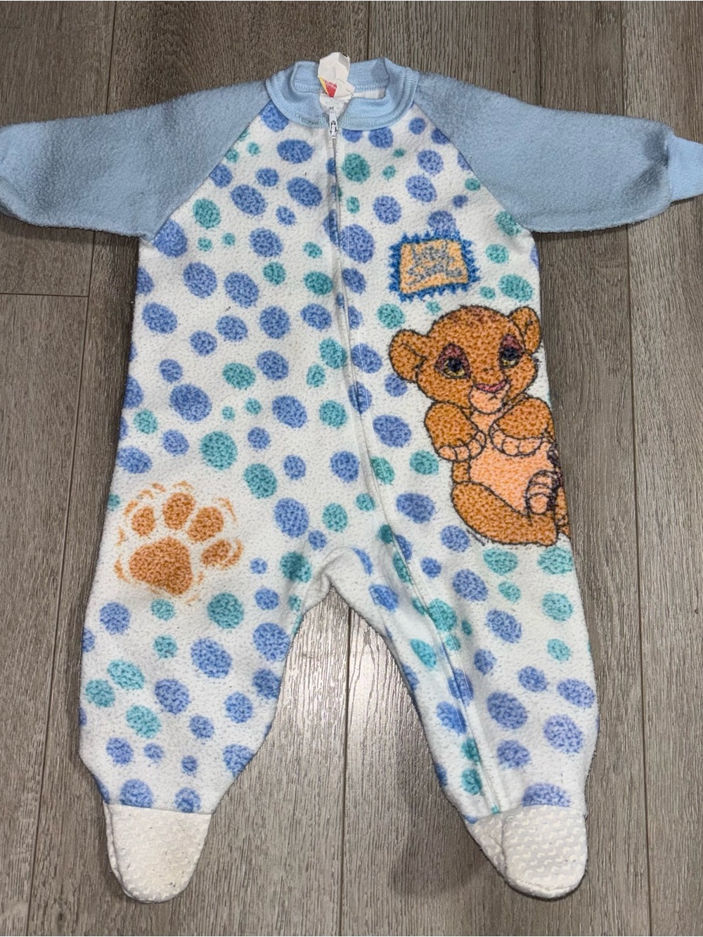 RARE Vintage Disney THE LION KING Fleece Sleeper INFANT 6-12 Months Baby Simba